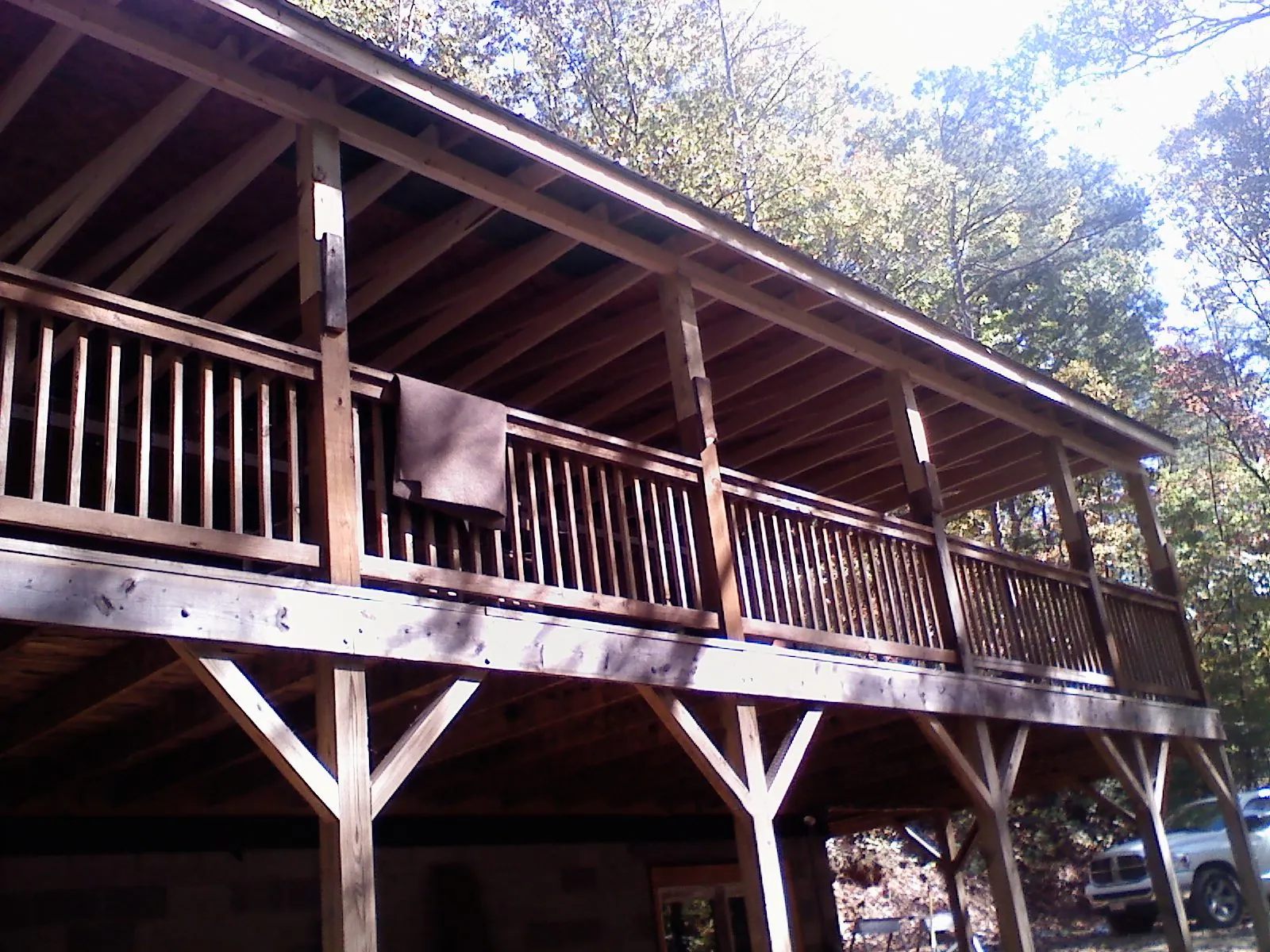 Timber framing under a new elevated porch and deck — Roof Leak Repair in Greenview by Roofing Brothers
